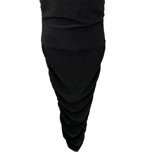 Forever Rose Couture Ruched Bodycon Dress Small Black Stretchy Prom Maxi Formal - Picture 2 of 12